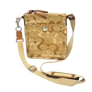 Coach Small sporty canvas crossbody Tan signature print